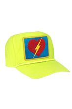 Load image into Gallery viewer, BOLT HEART VINTAGE NYLON TRUCKER HAT HATS Aviator Nation NEON YELLOW