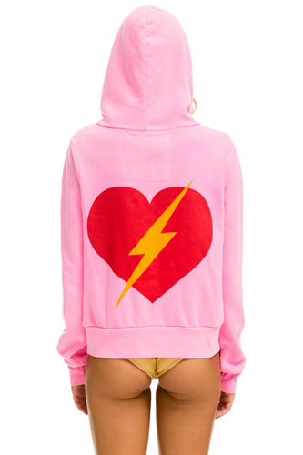 BOLT HEART ZIP HOODIE - NEON PINK Hoodie Aviator Nation