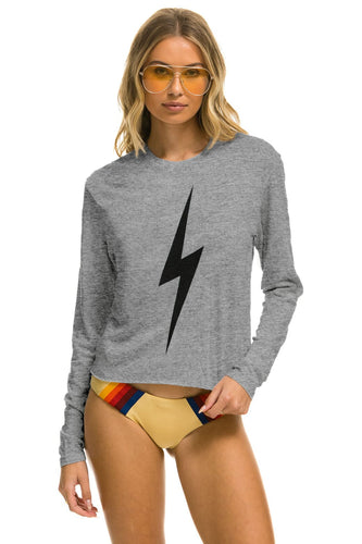 BOLT LONG SLEEVE BOYFRIEND TEE - HEATHER GREY Boyfriend Tee Aviator Nation