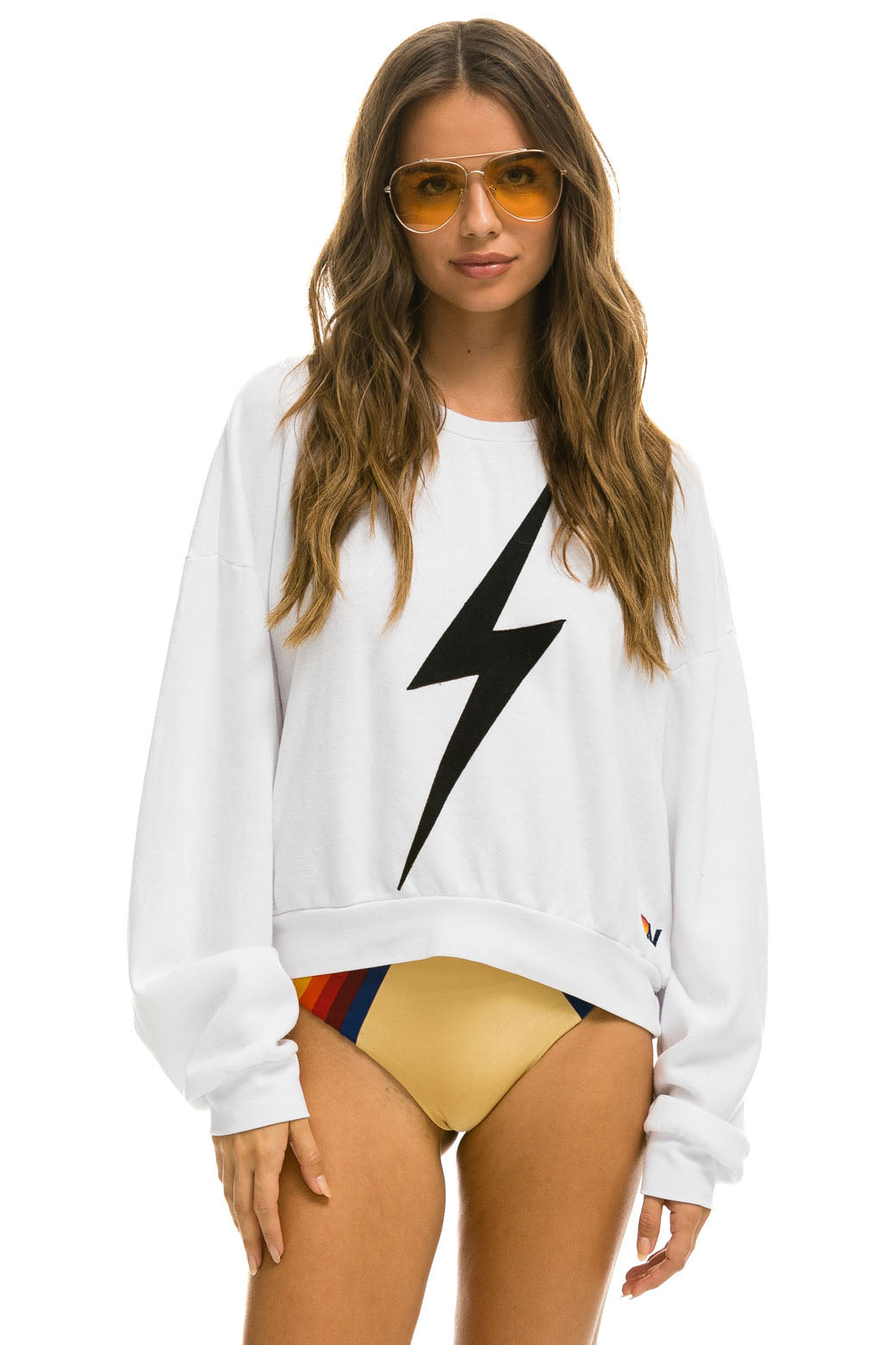 BOLT RELAXED CREW SWEATSHIRT - WHITE // BLACK Sweatshirt Aviator Nation