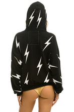 Carregar imagem no visualizador da galeria, BOLT STITCH REPEAT RELAXED PULLOVER HOODIE WITH POCKET ZIPPERS - BLACK // WHITE Hoodie Aviator Nation