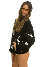 Carregar imagem no visualizador da galeria, BOLT STITCH REPEAT RELAXED PULLOVER HOODIE WITH POCKET ZIPPERS - BLACK // WHITE Hoodie Aviator Nation