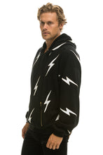 Carregar imagem no visualizador da galeria, BOLT STITCH REPEAT RELAXED PULLOVER HOODIE WITH POCKET ZIPPERS - BLACK // WHITE Hoodie Aviator Nation