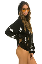 Carregar imagem no visualizador da galeria, BOLT STITCH REPEAT RELAXED PULLOVER HOODIE WITH POCKET ZIPPERS - BLACK // WHITE Hoodie Aviator Nation