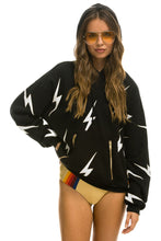 Carregar imagem no visualizador da galeria, BOLT STITCH REPEAT RELAXED PULLOVER HOODIE WITH POCKET ZIPPERS - BLACK // WHITE Hoodie Aviator Nation