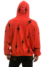 Cargar imagen en el visor de la galería, BOLT STITCH REPEAT RELAXED PULLOVER HOODIE WITH POCKET ZIPPERS - RED // BLACK Hoodie Aviator Nation