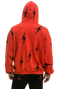BOLT STITCH REPEAT RELAXED PULLOVER HOODIE WITH POCKET ZIPPERS - RED // BLACK Hoodie Aviator Nation