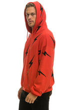Cargar imagen en el visor de la galería, BOLT STITCH REPEAT RELAXED PULLOVER HOODIE WITH POCKET ZIPPERS - RED // BLACK Hoodie Aviator Nation