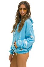 Carregar imagem no visualizador da galeria, BOLT STITCH REPEAT RELAXED PULLOVER HOODIE WITH POCKET ZIPPERS - SKY // WHITE Hoodie Aviator Nation