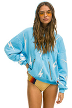 Carregar imagem no visualizador da galeria, BOLT STITCH REPEAT RELAXED PULLOVER HOODIE WITH POCKET ZIPPERS - SKY // WHITE Hoodie Aviator Nation