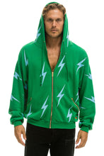 Carregar imagem no visualizador da galeria, BOLT STITCH REPEAT RELAXED ZIP HOODIE WITH POCKET ZIPPERS - KELLY GREEN // BLUE Hoodie Aviator Nation
