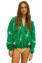 Carregar imagem no visualizador da galeria, BOLT STITCH REPEAT RELAXED ZIP HOODIE WITH POCKET ZIPPERS - KELLY GREEN // BLUE Hoodie Aviator Nation