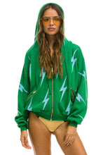 Carregar imagem no visualizador da galeria, BOLT STITCH REPEAT RELAXED ZIP HOODIE WITH POCKET ZIPPERS - KELLY GREEN // BLUE Hoodie Aviator Nation