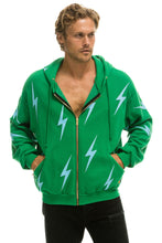 Carregar imagem no visualizador da galeria, BOLT STITCH REPEAT RELAXED ZIP HOODIE WITH POCKET ZIPPERS - KELLY GREEN // BLUE Hoodie Aviator Nation
