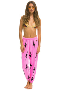 BOLT STITCH REPEAT SWEATPANTS - NEON PINK // BLACK Women's Sweatpants Aviator Nation