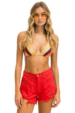 Carregar imagem no visualizador da galeria, BOLT STRIPE BOYFRIEND CUTOFF JEAN SHORTS - RED Denim Shorts Aviator Nation