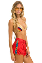 Carregar imagem no visualizador da galeria, BOLT STRIPE BOYFRIEND CUTOFF JEAN SHORTS - RED Denim Shorts Aviator Nation