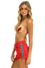 Carregar imagem no visualizador da galeria, BOLT STRIPE BOYFRIEND CUTOFF JEAN SHORTS - RED Denim Shorts Aviator Nation