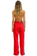 Carregar imagem no visualizador da galeria, BOLT STRIPE HI RISE WIDE-LEG GYPSY JEAN - RED Women&#39;s Jeans Aviator Nation