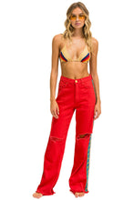 Carregar imagem no visualizador da galeria, BOLT STRIPE HI RISE WIDE-LEG GYPSY JEAN - RED Women&#39;s Jeans Aviator Nation
