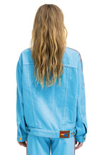 Carregar imagem no visualizador da galeria, BOLT STRIPE OVERSIZED CONCERT DENIM JACKET - SKY Denim Jacket Aviator Nation