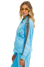 Carregar imagem no visualizador da galeria, BOLT STRIPE OVERSIZED CUTOFF DENIM JACKET - SKY Denim Jacket Aviator Nation