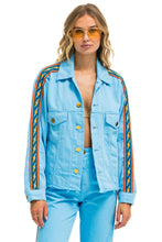 Carregar imagem no visualizador da galeria, BOLT STRIPE OVERSIZED CUTOFF DENIM JACKET - SKY Denim Jacket Aviator Nation