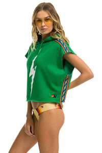 BOLT STRIPE SLEEVELESS RELAXED CROPPED PULLOVER HOODIE - KELLY GREEN Aviator Nation
