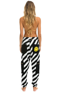 CAUTION SMILEY 2 EMBROIDERY CARGO COLOR BLOCK SWEATPANTS - BLACK // WHITE Sweatpants Aviator Nation