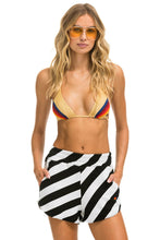 Load image into Gallery viewer, CAUTION WOMENS LOUNGER SHORT - BLACK // WHITE Women&#39;s Lounger Shorts Aviator Nation