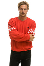 Carregar imagem no visualizador da galeria, CHECK 2 SLEEVE RELAXED CREW SWEATSHIRT - RED // WHITE Sweatshirt Aviator Nation