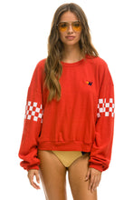 Carregar imagem no visualizador da galeria, CHECK 2 SLEEVE RELAXED CREW SWEATSHIRT - RED // WHITE Sweatshirt Aviator Nation