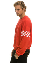 Carregar imagem no visualizador da galeria, CHECK 2 SLEEVE RELAXED CREW SWEATSHIRT - RED // WHITE Sweatshirt Aviator Nation