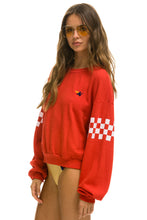 Carregar imagem no visualizador da galeria, CHECK 2 SLEEVE RELAXED CREW SWEATSHIRT - RED // WHITE Sweatshirt Aviator Nation