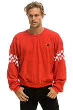 Carregar imagem no visualizador da galeria, CHECK 2 SLEEVE RELAXED CREW SWEATSHIRT - RED // WHITE Sweatshirt Aviator Nation
