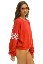 Carregar imagem no visualizador da galeria, CHECK 2 SLEEVE RELAXED CREW SWEATSHIRT - RED // WHITE Sweatshirt Aviator Nation