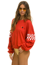 Carregar imagem no visualizador da galeria, CHECK 2 SLEEVE RELAXED CREW SWEATSHIRT - RED // WHITE Sweatshirt Aviator Nation