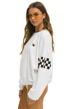 Carregar imagem no visualizador da galeria, CHECK 2 SLEEVE RELAXED CREW SWEATSHIRT - WHITE Sweatshirt Aviator Nation