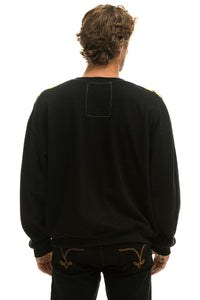 CHEETAH STRIPE RELAXED FIT CREW SWEATSHIRT - BLACK // CHEETAH Sweatshirt Aviator Nation