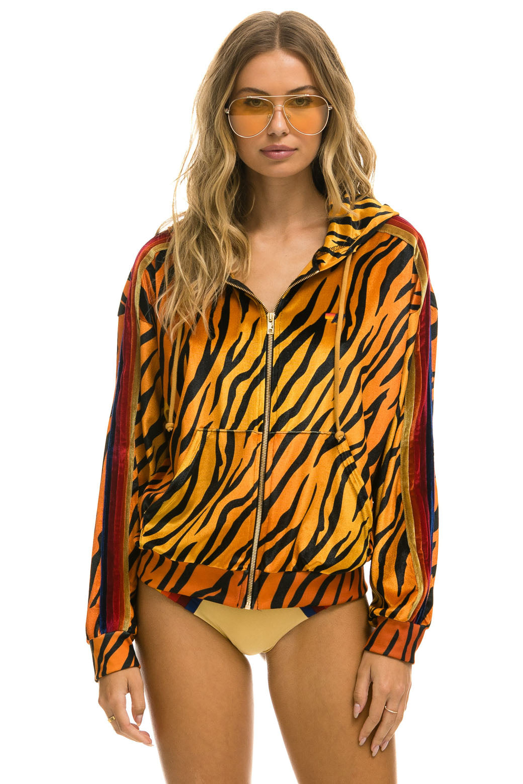 CLASSIC VELVET RELAXED ZIP HOODIE - TIGER Hoodie Aviator Nation