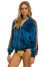 Load image into Gallery viewer, CLASSIC VELVET RELAXED ZIP HOODIE - VINTAGE BLUE Hoodie Aviator Nation