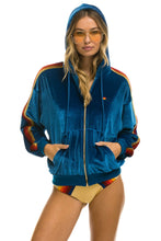 Load image into Gallery viewer, CLASSIC VELVET RELAXED ZIP HOODIE - VINTAGE BLUE Hoodie Aviator Nation