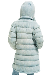 DENIM PUFFER LONG TREKKER JACKET - SUPER LIGHT Women's Outerwear Aviator Nation