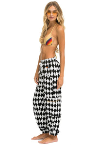 DIAMOND REPEAT SMILEY 2 EMBROIDERY CARGO COLOR BLOCK SWEATPANTS - WHITE // BLACK Sweatpants Aviator Nation