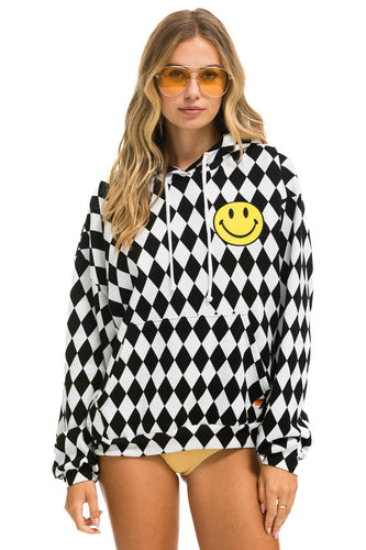 DIAMOND SMILEY 2 EMBRIODERY RELAXED PULLOVER HOODIE - WHITE // BLACK Hoodie Aviator Nation
