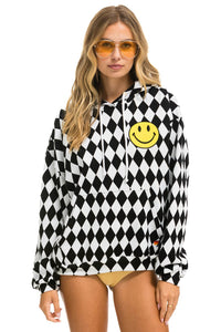 DIAMOND SMILEY 2 EMBRIODERY RELAXED PULLOVER HOODIE - WHITE // BLACK Hoodie Aviator Nation