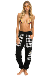 DIAMOND SMILEY 2 EMBROIDERY CARGO COLOR BLOCK SWEATPANTS - BLACK // WHITE Sweatpants Aviator Nation