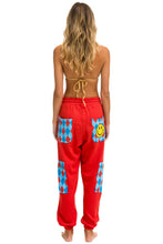 Last inn bildet i Galleri-visningsprogrammet, DIAMOND SMILEY 2 EMBROIDERY CARGO COLOR BLOCK SWEATPANTS - RED //SKY SALE Aviator Nation
