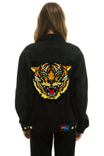Load image into Gallery viewer, DREAMLAND TIGER OVERSIZED CONCERT DENIM JACKET - VINTAGE BLACK Denim Jacket Aviator Nation