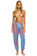 Carregar imagem no visualizador da galeria, GEO ZIG BOLT EMBROIDERY CARGO SWEATPANTS - BLUE // RED Sweatpants Aviator Nation